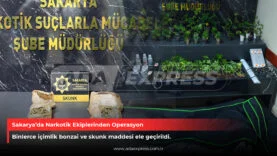 Sakarya narkotik ekiplerinin ele geçirdiği uyuşturucu maddeler ve ekipmanlar.