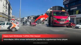 Kapısı Açık Minibüsler Trafikte Risk Saçıyor