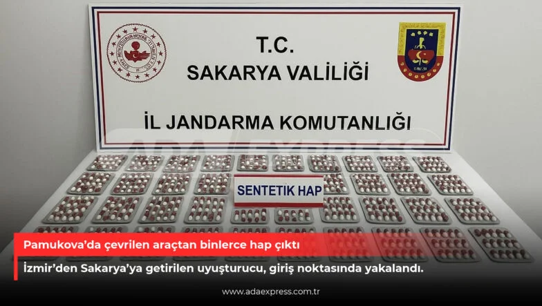 Pamukova’da çevrilen araçtan binlerce hap çıktı