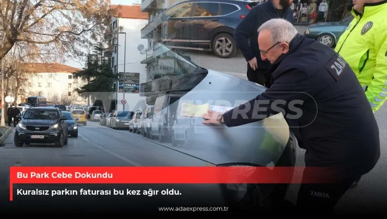 Sapanca Mimar Sinan Caddesi’nde ters park denetimi yapan zabıta ekipleri