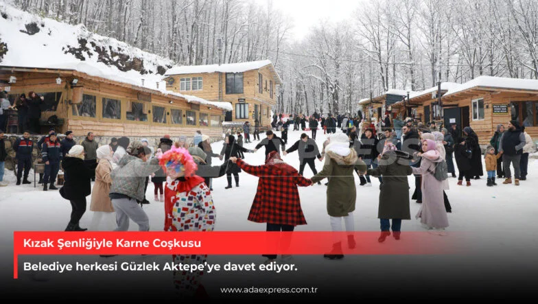 Aktepe Kızak Şenliği’nde çocuklar kızakla eğleniyor