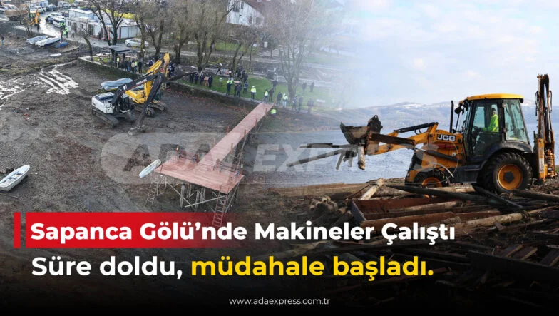 Sapanca Gölü kıyısındaki kaçak iskelelerin SASKİ ekipleri tarafından kaldırılması