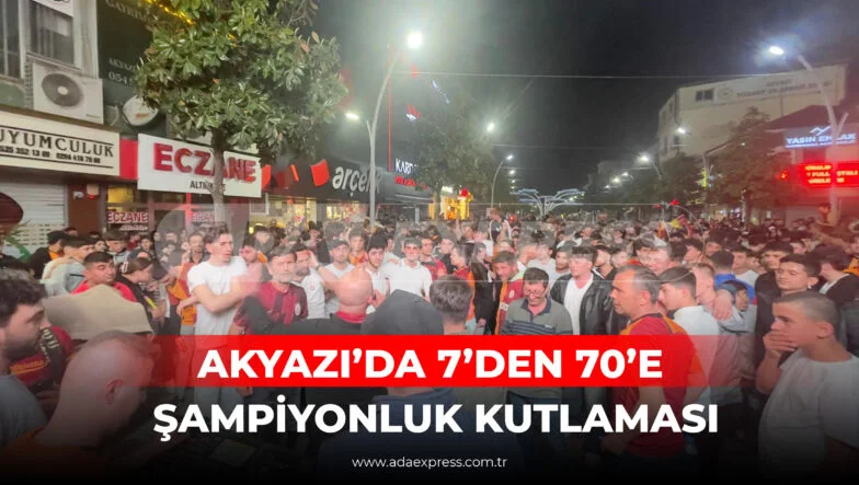 Akyazı’da Galatasaray taraftarlarının araç konvoyu ve marşlarla yaptığı şampiyonluk kutlaması