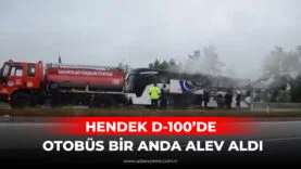 Hendek D-100 kara yolunda yanan yolcu otobüsüne itfaiye ekiplerinin müdahalesi