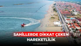 Sakarya Karasu ve Kocaali sahillerinde bayram öncesi görevlendirilen cankurtaran ekiplerinin deniz kıyısında devriye ve gözetleme yaptığı an.