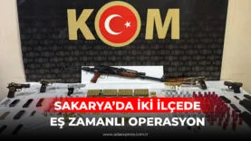 Sakarya’da KOM Şube ekiplerinin silah kaçakçılığı operasyonunda ele geçirilen ruhsatsız silahlar ve mühimmatlar