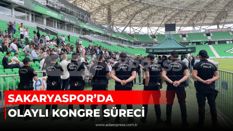 Sakaryaspor kongresi sırasında stadyumda yaşanan gerginlik ve kalabalık görüntü