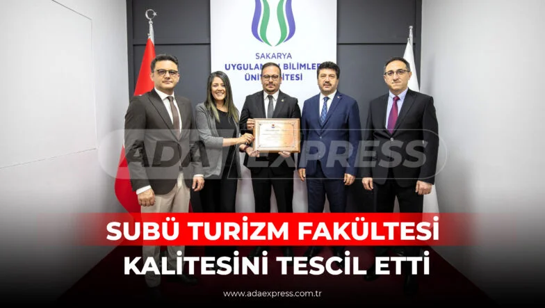 SUBÜ Turizm Fakültesi akreditasyon belgelerinin rektörlükte düzenlenen törende takdim edilmesi