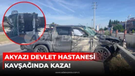 Akyazı Devlet Hastanesi kavşağında tanker ve kamyonetin karıştığı trafik kazası