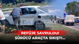 REFÜJE SAVRULDU! SÜRÜCÜ ARAÇTA SIKIŞTI...